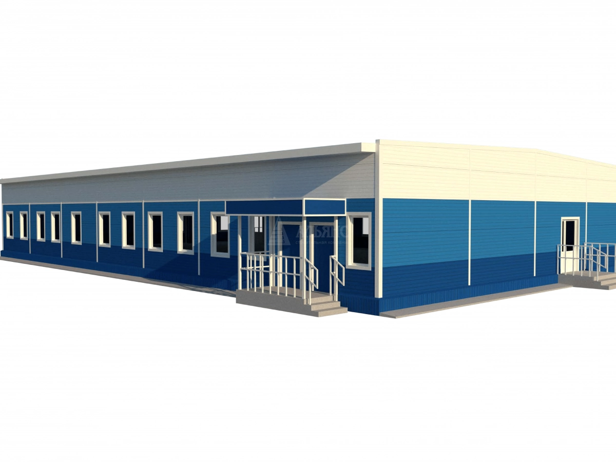 3D визуализация Офисное здание из сэндвич-панелей - фото 2